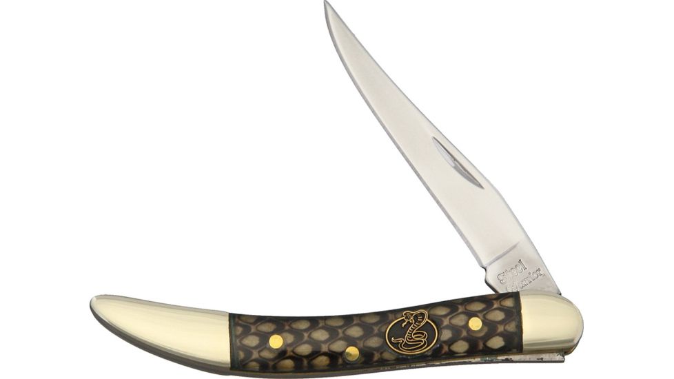 Frost Small Toothpick Cobra Skin Folding Knife,Long Clip,Cobra Snake Skin,Composition Handle FSW109CSS