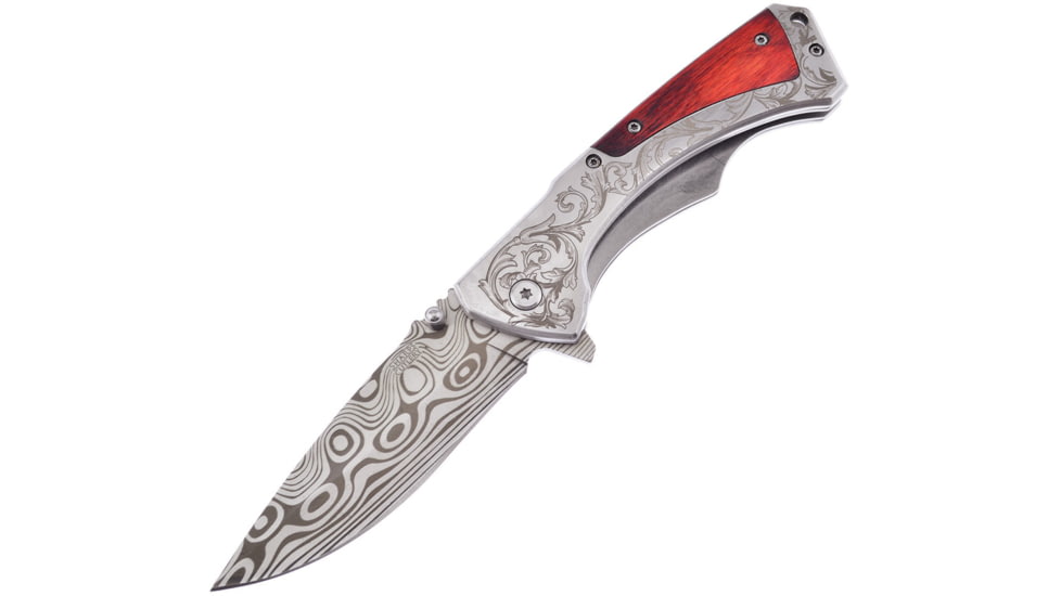 Frost Snapshot Linerlock Folding Knife, Stainless handle with Rosewood inlay, SHP-134RW/E