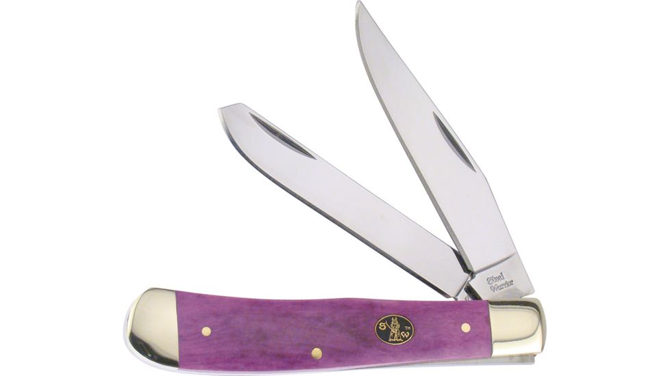 Frost Steel Warrior Trapper Purple Folding Knife,Clip and Spey,Purple,Smooth Bone Handle FSW108PSB