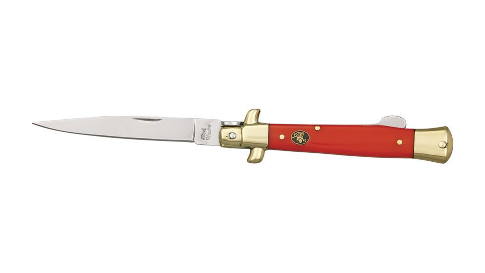 Frost Stiletto Red Folding Knife, 3.875in, Single Edge Blade, Red Composition Composition Handle FSW185R