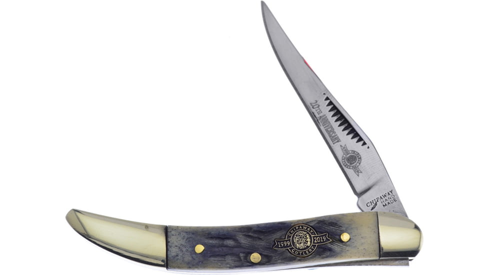 Frost Toothpick 20th Annversary Folding Knife, Satin finish stainless long clip blade, Gray pick bone handle, CW-109GY/20