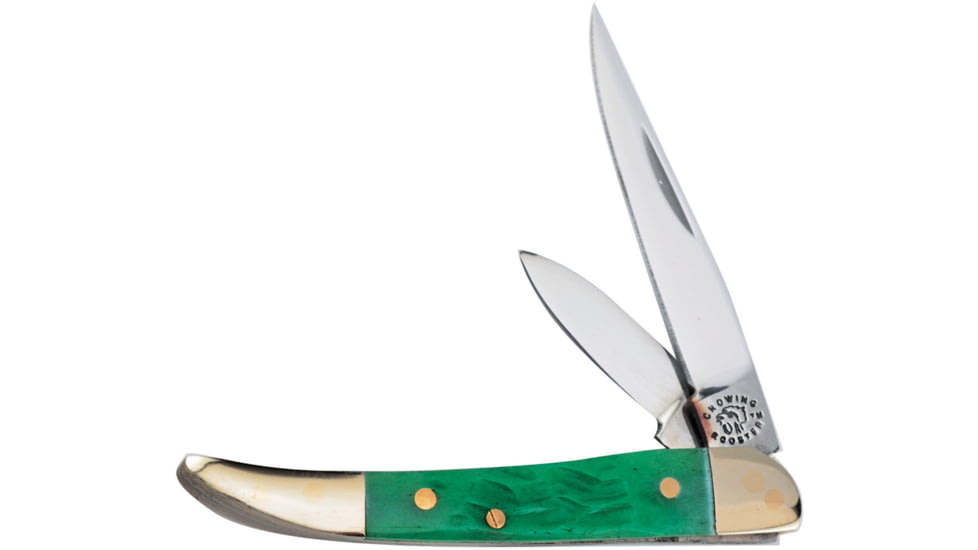 Frost Toothpick Crowing Rooster Folding Knife, Dark green, Dark green pick bone handle, CR-973DGPB