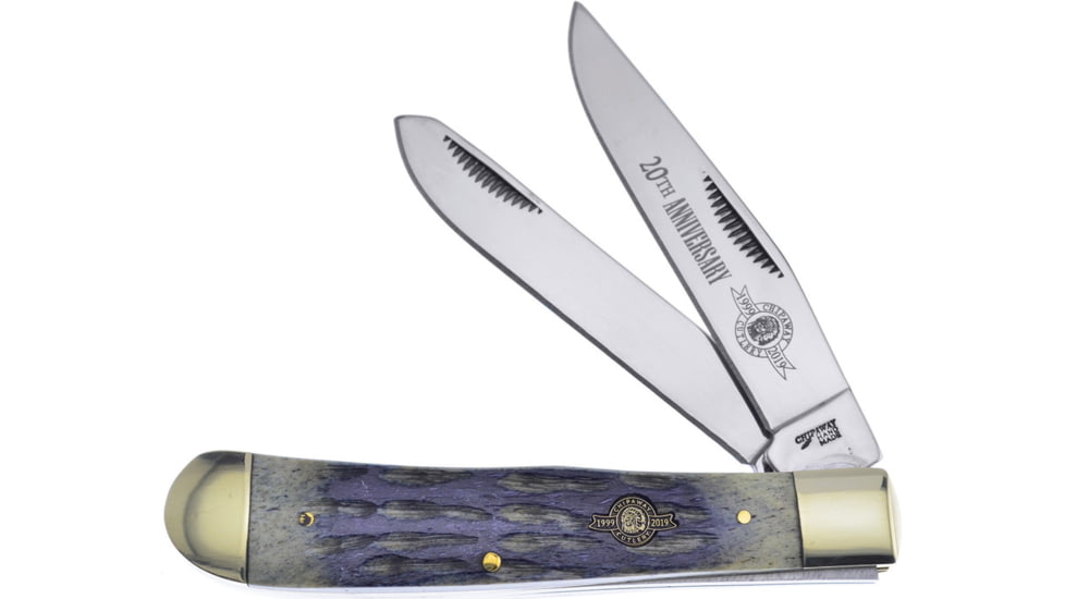 Frost Trapper 20th Annversary Folding Knife, Satin finish stainless clip and spey blades, Gray pick bone handle, CW-108GY/20