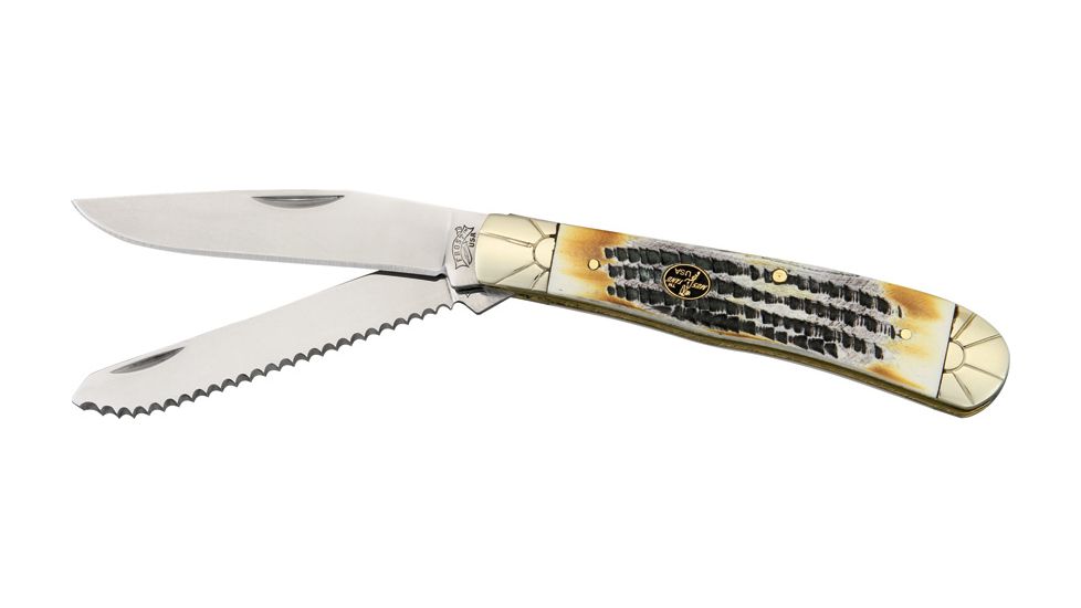 Frost Trapper Folding Knife,Stainless Clip and Spey Blade, Mojave Bone Handle FMB108MB