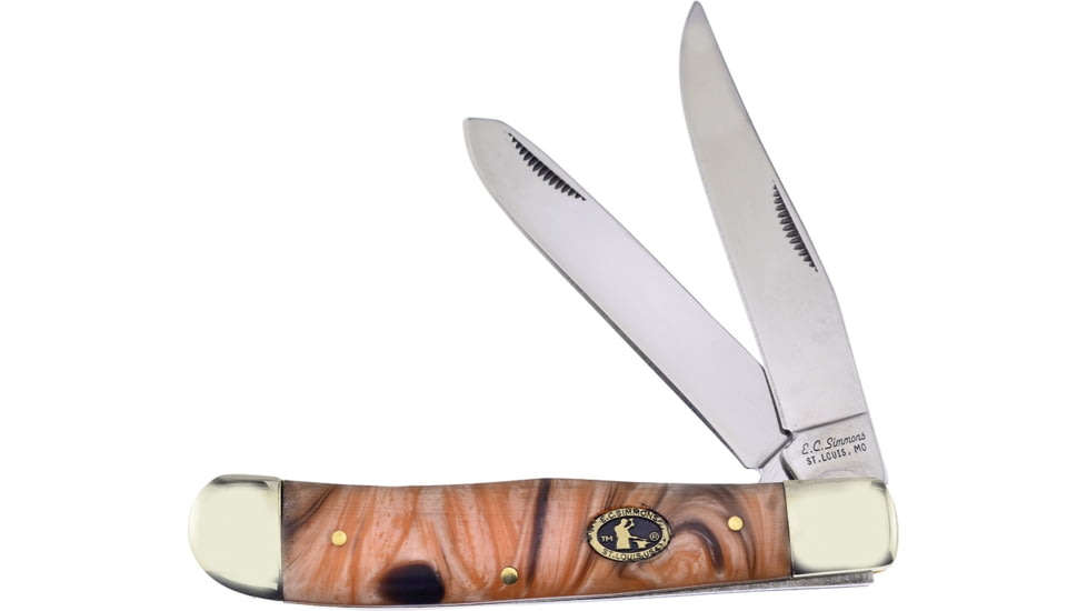 Frost Trapper Gold Resin E.C. Simmons Folding Knife, Mirror SS Clip/ Spey Blades, Gold Resin Handle, ECS-108CG