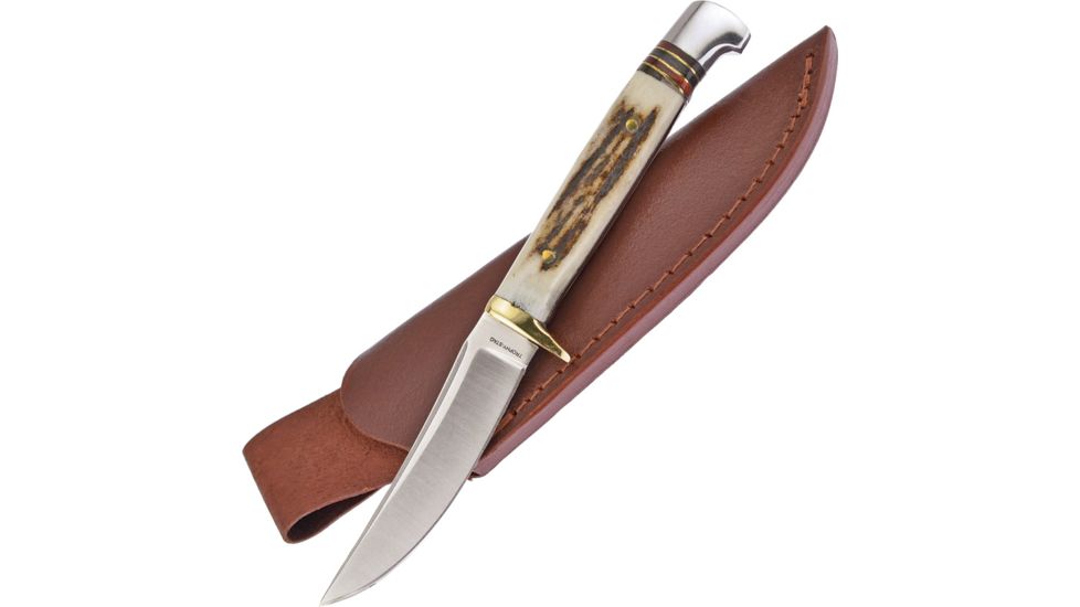 Frost Trophy Stag Small Bowie Fixed Blade Knife, 3.375in, Stag Handle FTS179DS