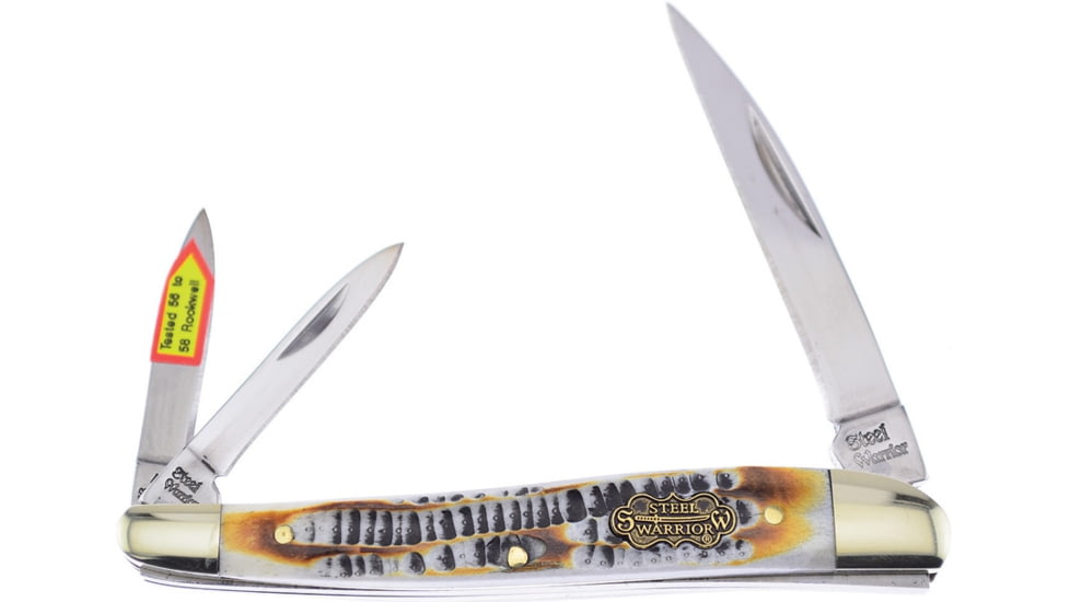 Frost Warncliffe Whittler Folding Knife, Mirror SS Wharncliffe, Spear, Pen Blades, Aspen Burnt Bone Handle, SW-167BAB