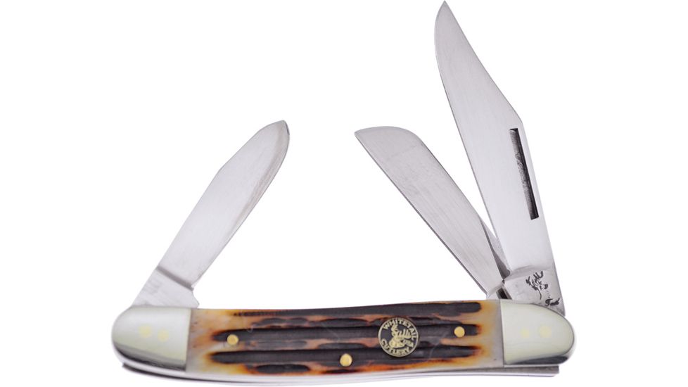Frost Whitetail Cuttin Horse Bone Folding Knife,Stainless Steel,Standard Edge,Clip,Spey and Sheepsfoot,Mirror Polish,Stag Handle FWT283RMS