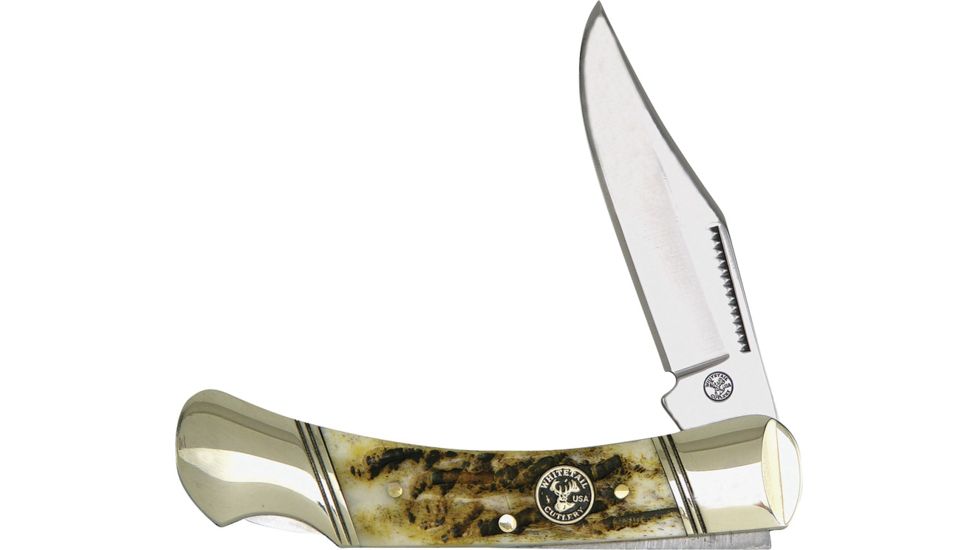 Frost Whitetail Warrior Lockback Folding Knife,2.5in,Stainless Steel,Standard Edge,Mirror Polish,Stag Bone Handle FWT547RMS