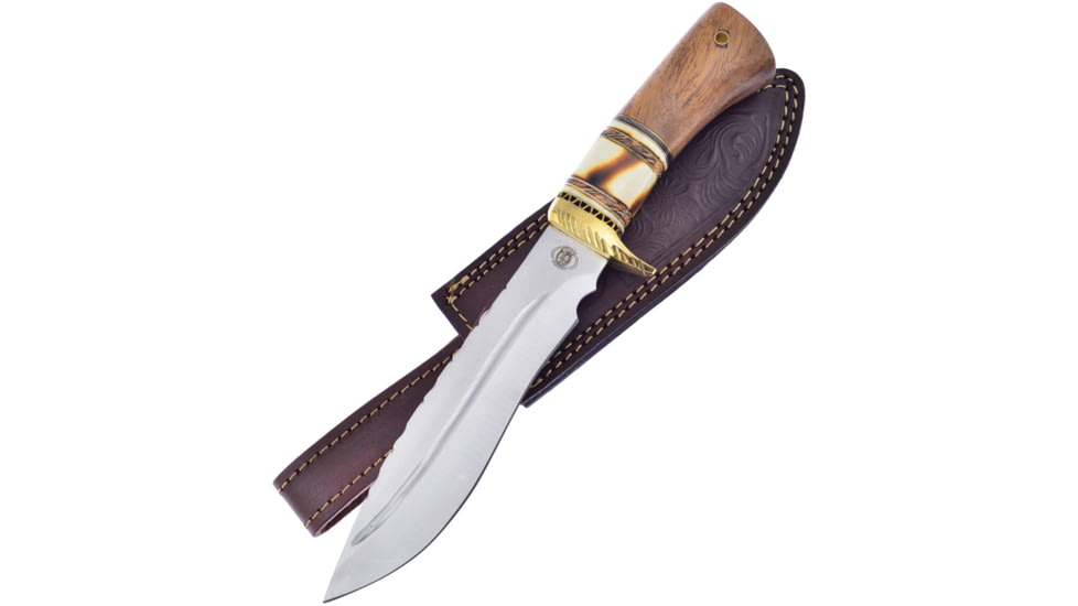 Frost Willow Bowie Torch Bone Knife, 7 satin finish stainless blade, Torch bone and wood handle, CW-621B/NW