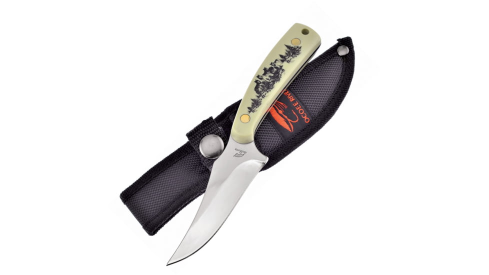 Frost Wolf Skinner Knife, 3 satin finish stainless blade, White synthetic handle, OC-534WF