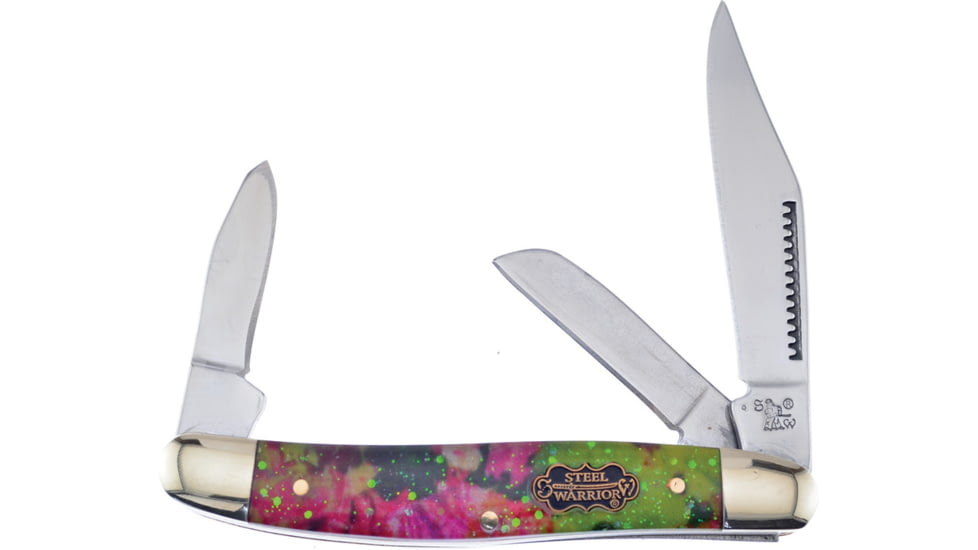 Frost Wrangler Steel Warrior Folding Knife, Multi-color glitter resin handle, SW-112RDN