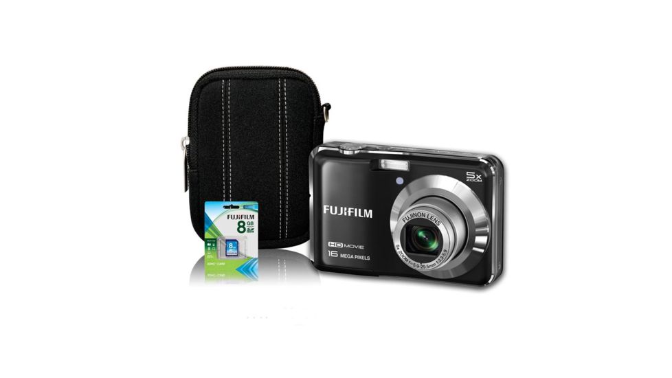 Fujifilm FinePix AX660 16MP Digital Camera, Black, Bundle-Case, 8GB Memory Card, Batteries 600013632