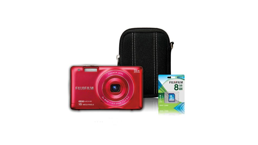 Fujifilm FinePix JX660 16MP Digital Camera, Red, Bundle-Case, 8GB Memory Card, Li-ion Rech. Batt. 600013633