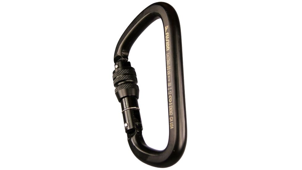 Fusion Tacoma Screw Lock Caribiner, Black, FP-9005-SG-BLK