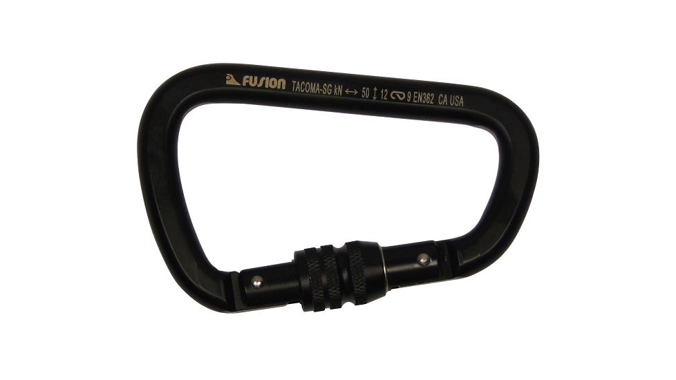 Fusion Tacoma Screw Lock Caribiner, Black, FP-9005-SG-BLK