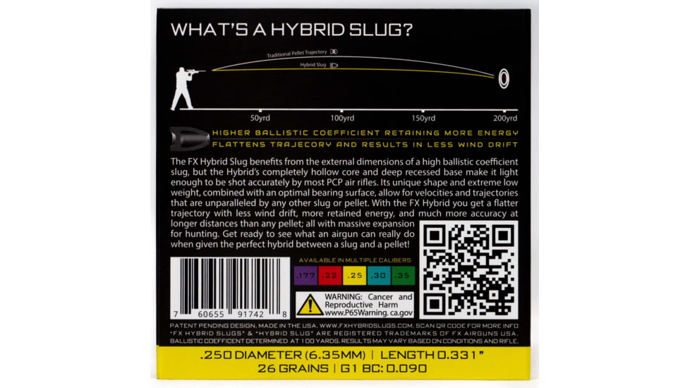 FX Hollow-Point Hybrid Slug, .25 Caliber, 26 Grain, 100 Rounds, FXHS917428
