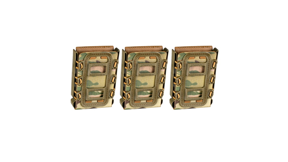 G-Code Rifle Soft Shell Scorpion Mag Carrier w/ R1/R2/R3 Molle and Belt Mounts, Pack of 3, Green Frame/Multicam Green Shell, Rifle, SS-R1-3PK-123-GNMC