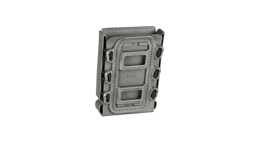 G-Code Rifle Soft Shell Scorpion Mag Carrier w/ R1/R2/R3 Molle and Belt Mounts, Grey Frame/Grey Shell, Rifle, SS-R1-123-GYGY