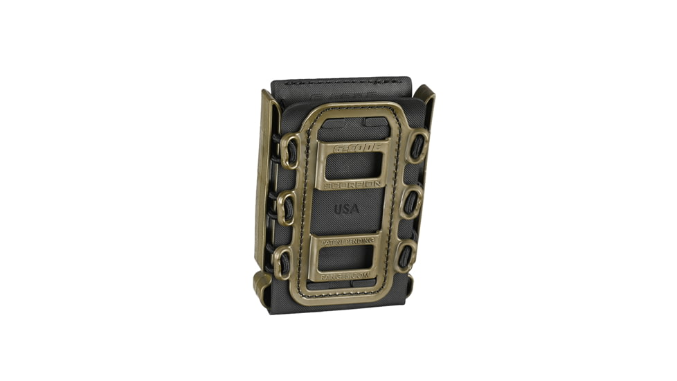 G-Code Rifle Soft Shell Scorpion Mag Carrier w/ R1/R2/R3 Molle and Belt Mounts, OD Green Frame/Black Shell, Rifle, SS-R1-123-GNBK