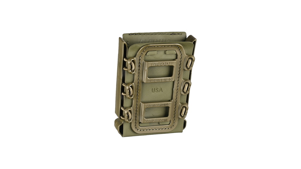 G-Code Rifle Soft Shell Scorpion Mag Carrier w/ R1/R2/R3 Molle and Belt Mounts, OD Green Frame/OD Green Shell, Rifle, SS-R1-123-GNGN