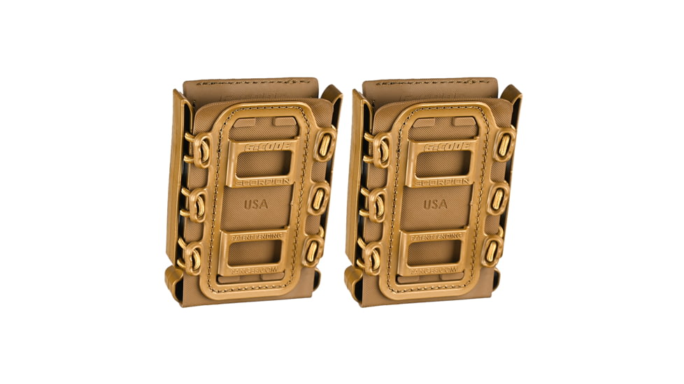 G-Code Soft Shell Scorpion Magazine Carrier Pack of 2, Rifle, R1/R2/R3 Molle and Belt Mounts, Ambidextrious, Tan On Tan, Tan Frame/Tan Shell, Rifle, SS-R1-2PK-123-TNTN