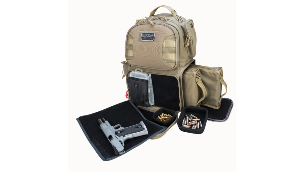 G*Outdoors GPS-T1610BPT Tactical Range Backpack Tan 1000D Nylon 2 Handguns