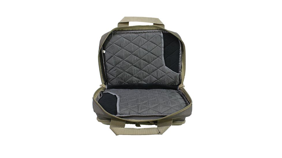 GPS Quad Pistol Range Bag w/Mag Storage/Dump Cups, Rifle Green/Khaki, GPS-1310PCRK