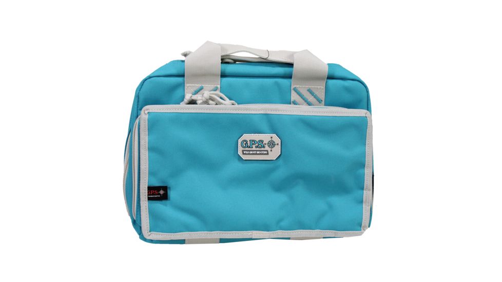GPS Quad Pistol Range Bag w/Mag Storage/Dump Cups, Robin Egg Blue, GPS-1310PCRB