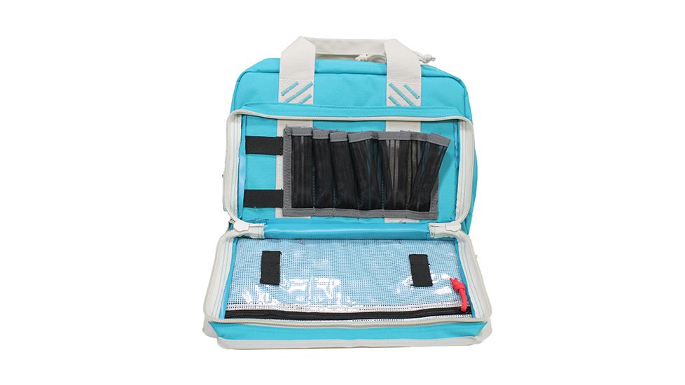 GPS Quad Pistol Range Bag w/Mag Storage/Dump Cups, Robin Egg Blue, GPS-1310PCRB