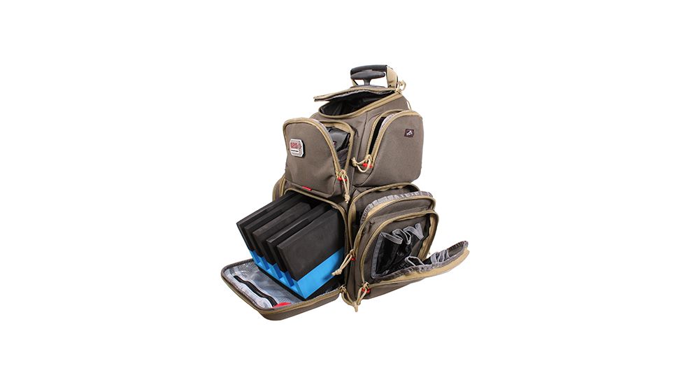 GPS Rolling Handgunner Range Backpack w/4 Handgun Cradle, Rifle Green/Khaki, GPS-1711ROBPRK