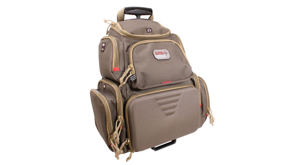 GPS Rolling Handgunner Range Backpack w/4 Handgun Cradle, Rifle Green/Khaki, GPS-1711ROBPRK