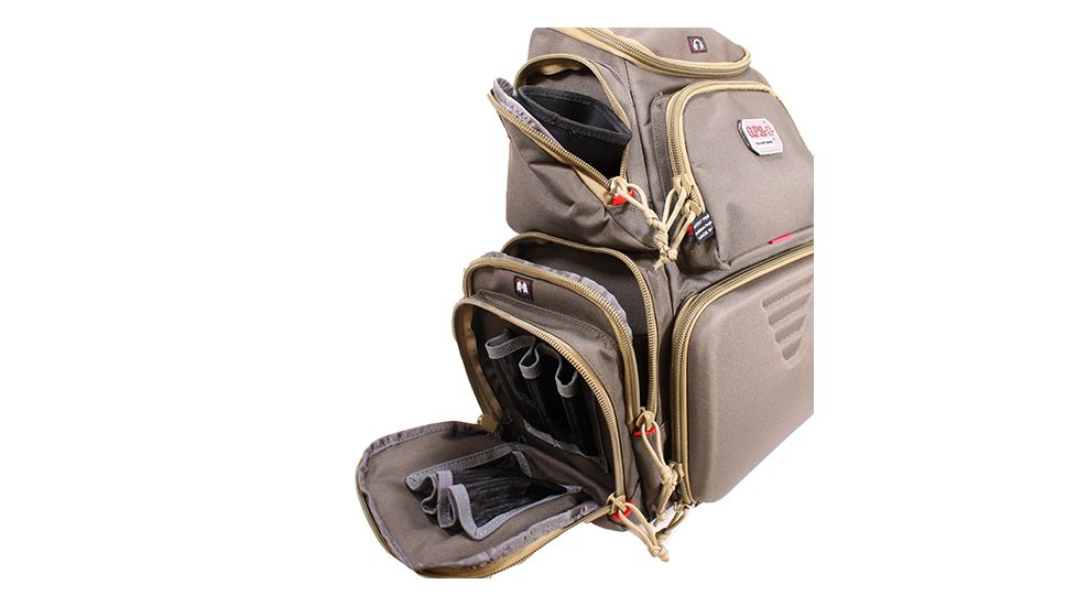 GPS Rolling Handgunner Range Backpack w/4 Handgun Cradle, Rifle Green/Khaki, GPS-1711ROBPRK