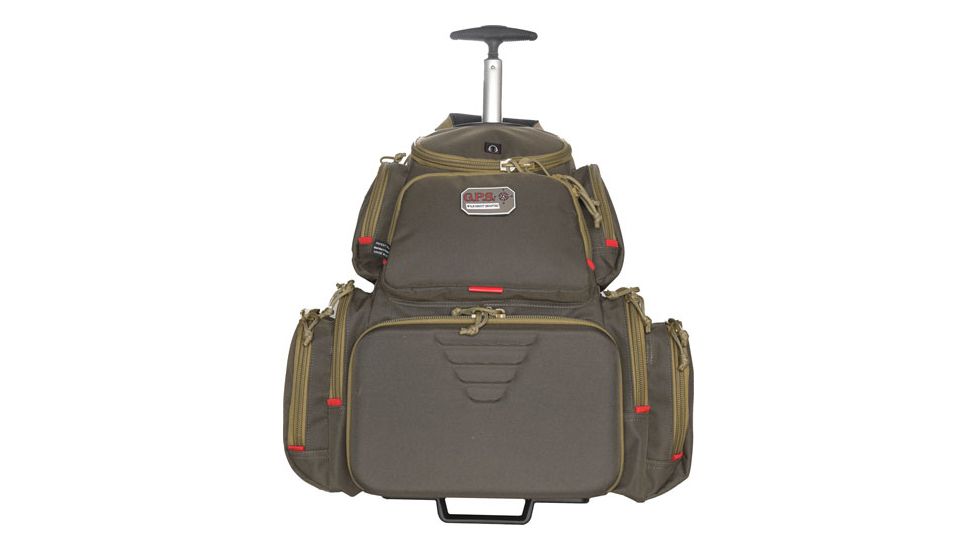 GPS Rolling Handgunner Range Backpack w/4 Handgun Cradle, Rifle Green/Khaki, GPS-1711ROBPRK