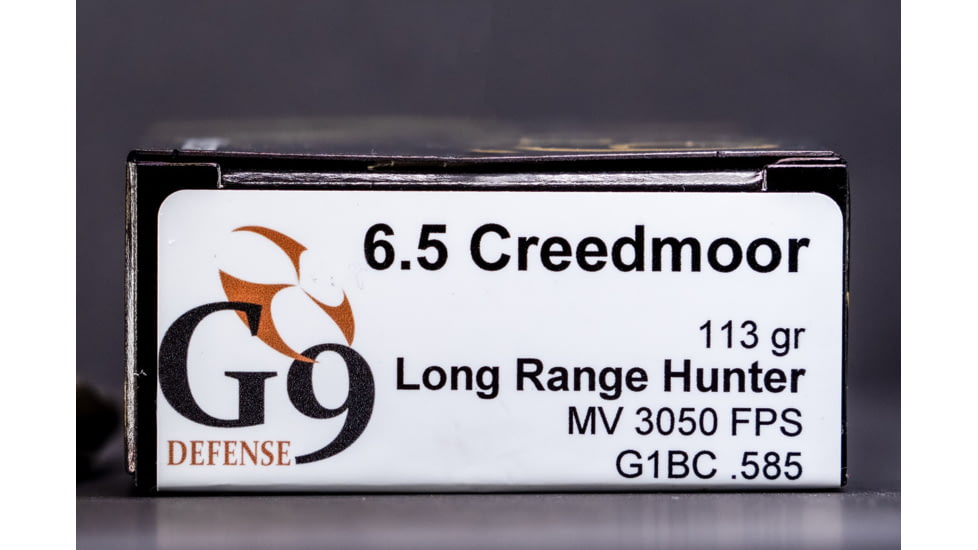 G9 Defense 6.5 Creedmoor 113 Grain Long Range Hunter Brass Cased Rifle Ammo, 20 Rounds, LRH-65CM-113A