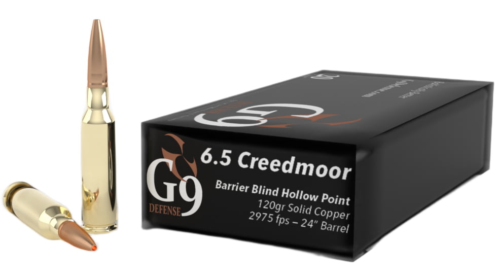 G9 Defense 6.5 Creedmoor 120gr Barrier Blind Hollow Point Rifle Ammunition, 20 Round, B-65CM-120A