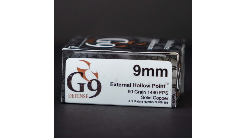 G9 Defense 9mm 80 Grain External Hollow Point Cooper Pistol Ammo, 20 Rounds, 40232683435