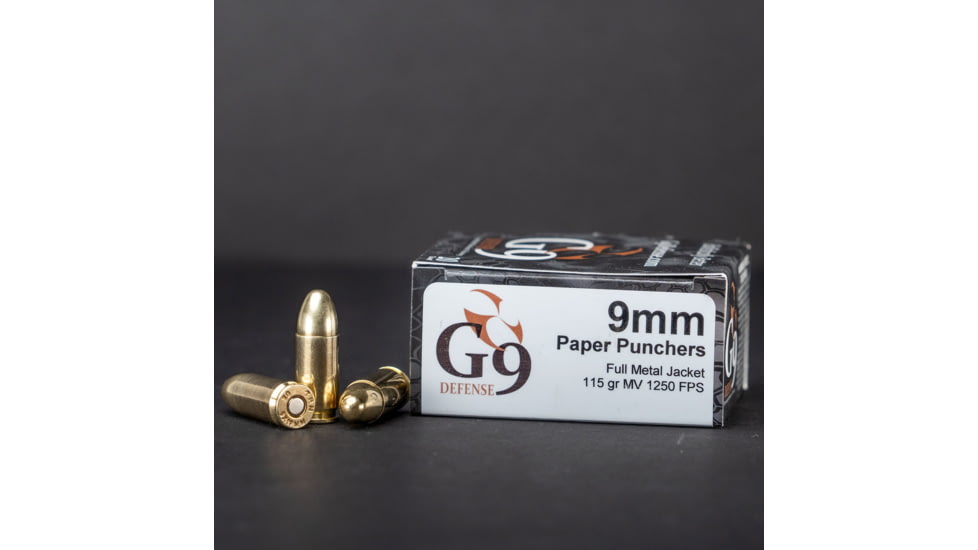 G9 Defense 9mm Luger 115 Grain Full Metal Jacket Brass Cased Pistol Ammo, 500 Rounds, T-9MM-115D