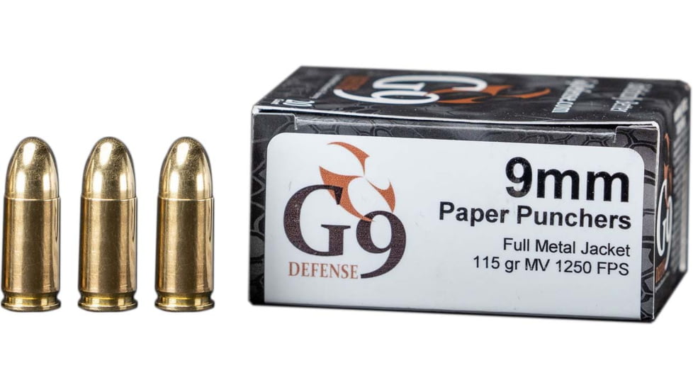 G9 Defense 9mm Luger 115 Grain Full Metal Jacket Brass Cased Pistol Ammo, 500 Rounds, T-9MM-115D