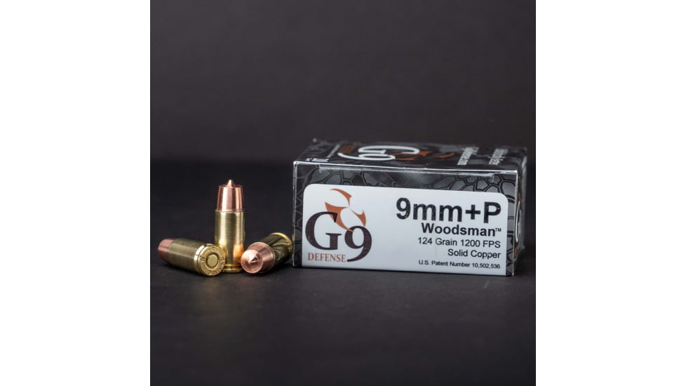 G9 Defense Woodsman 9mm+P 124 Grain External Hollow Point Cooper Pistol Ammo, 20 Rounds, 40232258480