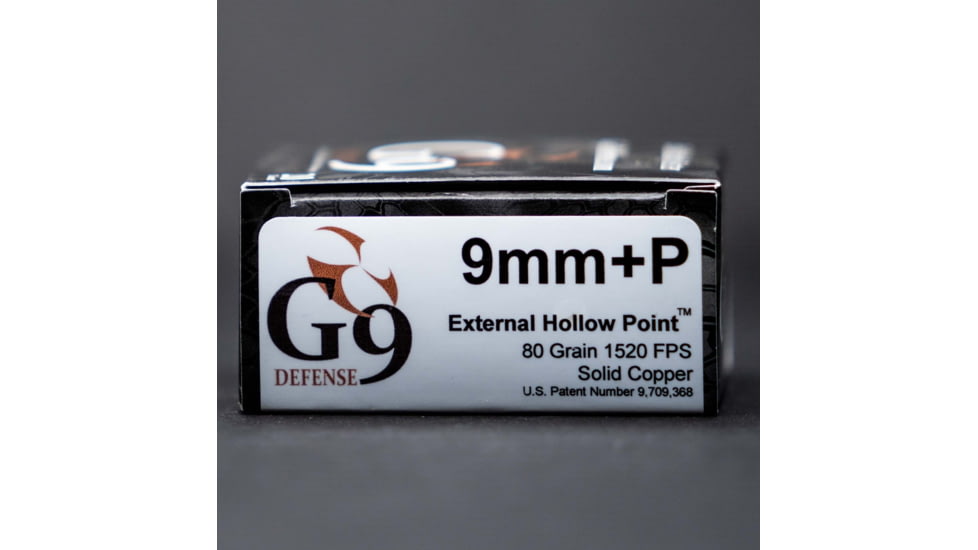 G9 Defense 9mm + P 80 Grain External Hollow Point Cooper Pistol Ammo, 20 Rounds, 40232509933