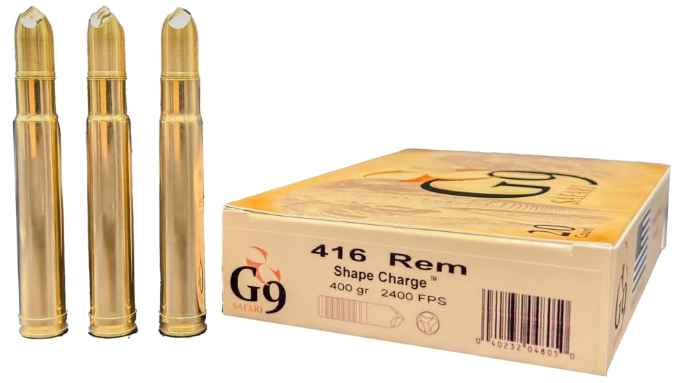 G9 Defense Safari .416 Remington Magnum 400 Grain Shape Charge Solid Brass Cased Rifle Ammo, 20 Rounds, SC-416REM-400A