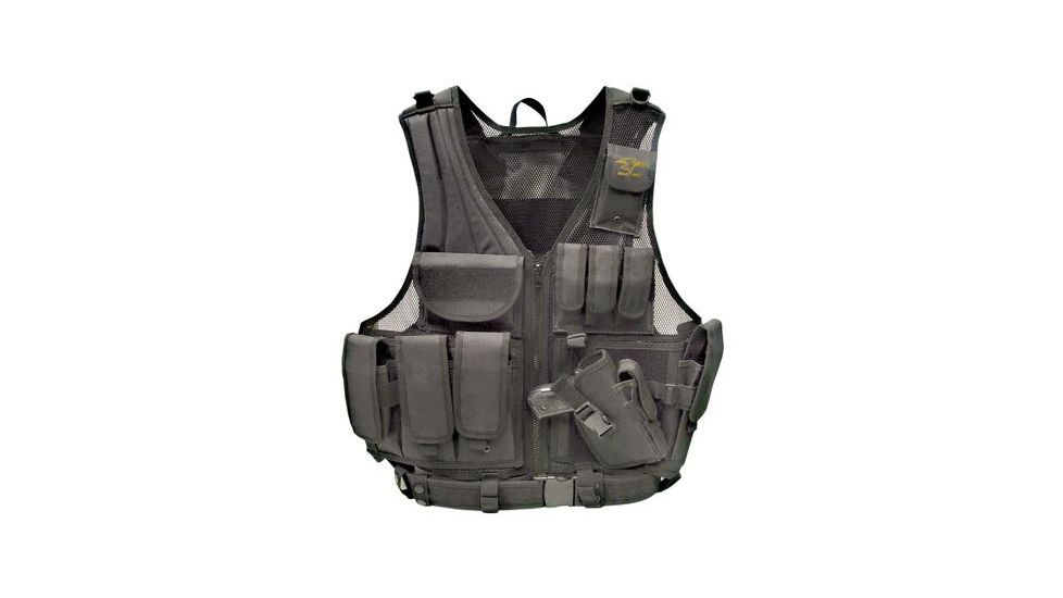 Galati Gear Deluxe Tactical Vest Tactical Black Assorted Sizes Nylon GLV547B
