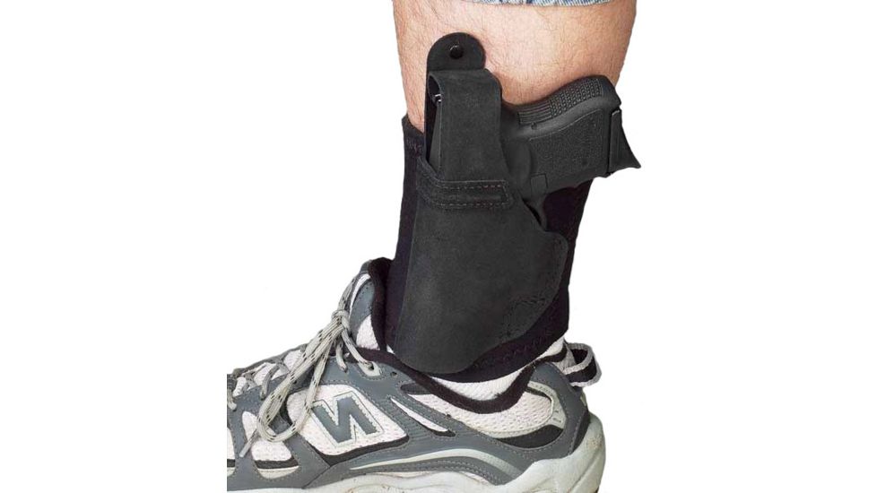 Galco Ankle Lite Leather Holster, Taurus PT709 Slim/Smith &amp; Wesson M&amp;P 9 Shield/Smith &amp; Wesson M&amp;P 40 Shield/Honor Defense 1911, Left Hand, Black, AL653