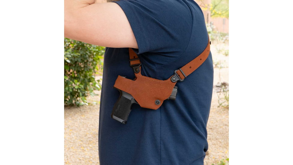 Galco Classic Lite 2.0 Shoulder System Shoulder Size Fits Chest Up To 56in Natural Leather Fits Glock 43, Right Hand, Natural, CL2-800R