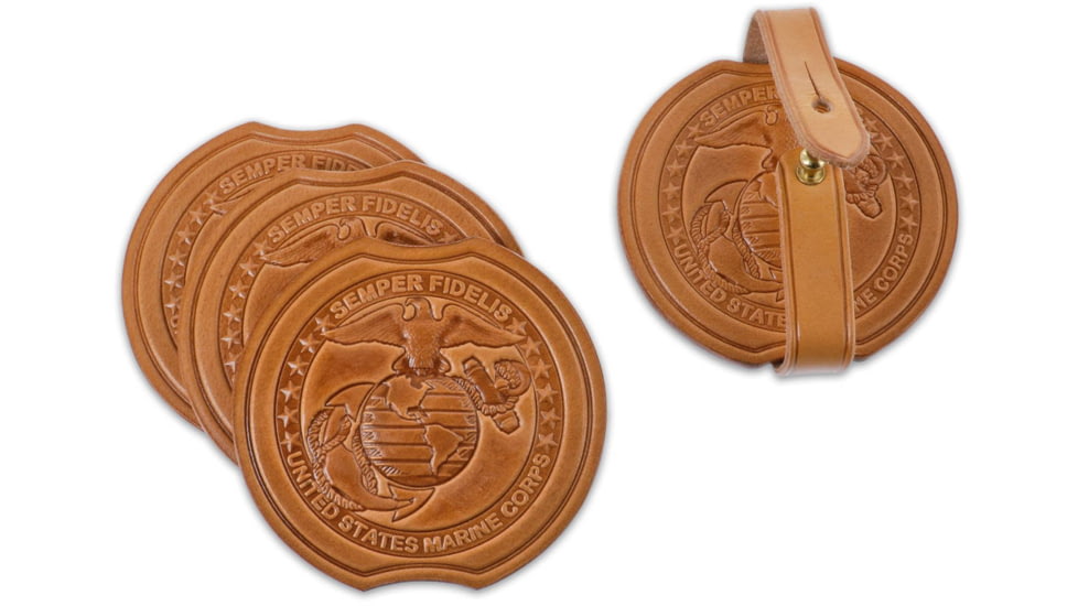 Galco Coaster Set Usmc, Natural, SH824