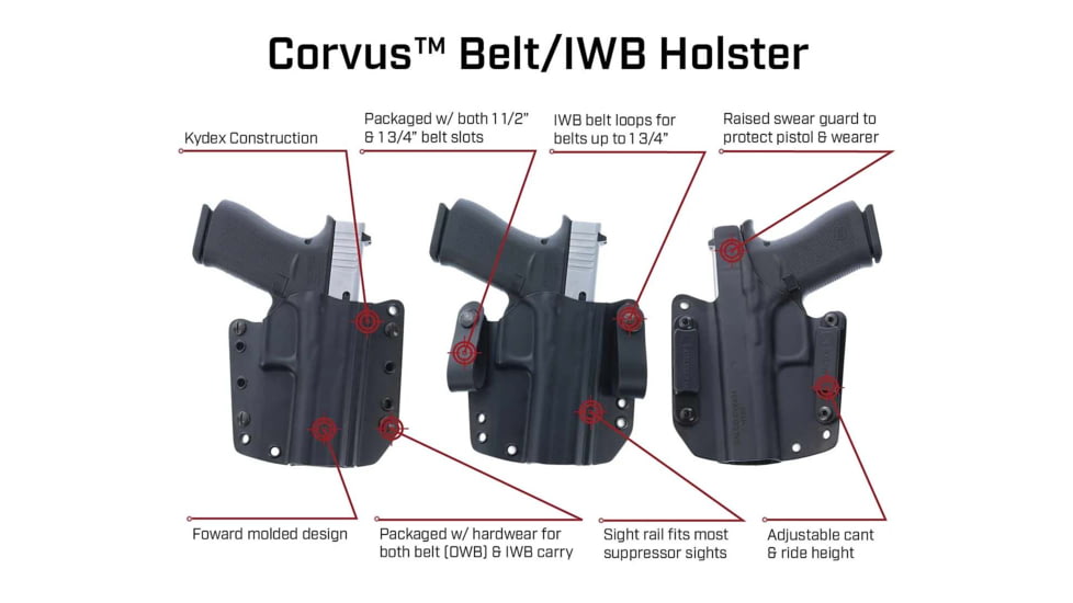 Galco Corvus Belt/IWB Holster, Springfield Armory Hellcat, Black, Right Hand, CVS20CVS892RB16RB