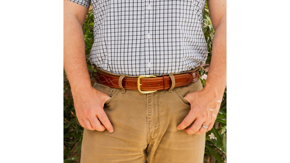 Galco CB7 1 1/2in Fancy Stitch Contour Holster Belt, Tan, 42in, CB7-42