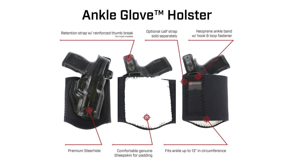 Galco Glove Glock 26 / Glock 27 / Glock 33 Ankle Holster