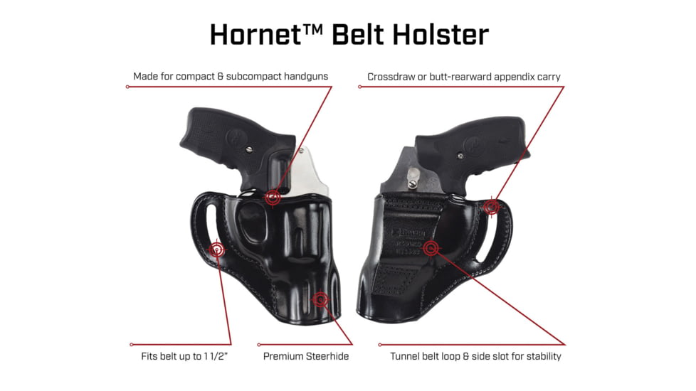 Galco Hornet Strongside/Crossdraw Belt Holster, Ruger Ec9S, Ruger Lc9, Right Hand, Black, HT636RB